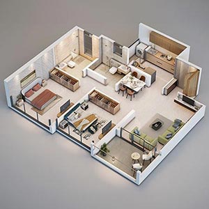 Unit Floor Plan at NOVA RESIDENCY, Magarpatta Pune